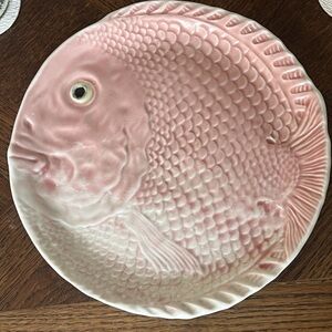 Bordallo Pinheiro Pink Fish Ceramic Plate